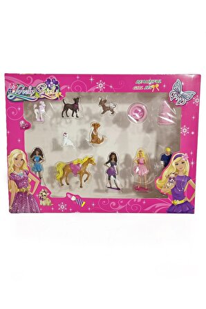 12 Parça Barbie Figür Seti - Barbie Karakter Seti Barbie Ken Figür Kız Figür Oyuncak Evcilik Oyuncak