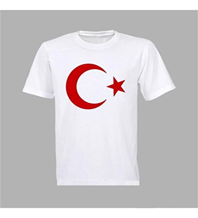 Mashotrend A Kalite Beyaz Üstüne Ay Yıldız Türkiye Tshirt - 29 Ekim Cumhuriyet Bayramı Tişört  23 Nisan Tişört