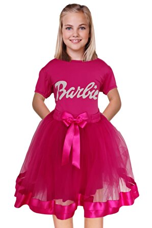 Parçalı Barbie Kostümü - Barbi Etek + Barbi Tişört Barbie Tişört Elbise Barbie Cosplay -Pembe Elbise
