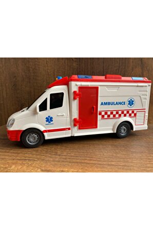 Oyuncak Ambulans Sesli Işıklı Sedyeli Büyük Ön Kapı Ve Arka Kapıları Açılır Oyuncak ambulans araba