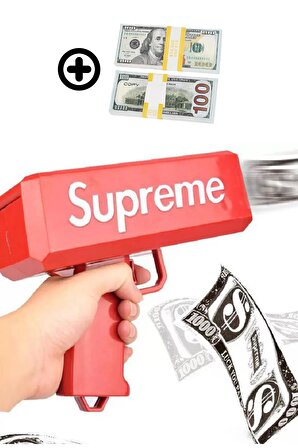 Supreme Para Tabancası + Ekstra Oyuncak Para - Para Saçma Tabancası - Para Makinesi - Money Gun - Düğün Tabancası