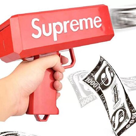 Supreme Para Tabancası + Ekstra Oyuncak Para - Para Saçma Tabancası - Para Makinesi - Money Gun - Düğün Tabancası