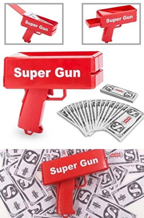 Supreme Para Tabancası + Ekstra Oyuncak Para - Para Saçma Tabancası - Para Makinesi - Money Gun - Düğün Tabancası