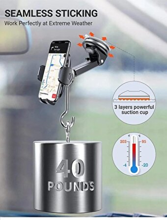 Araç Içi Uzayan Ayarlanabilir Vantuzlu Telefon Tutacağı Cam Torpido İçin