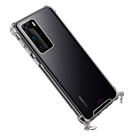 Hippi Huawei P40 Uyumlu Şeffaf Askılı Telefon Kılıfı