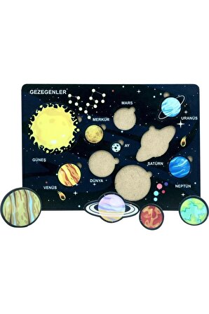 Çok Renkli Solar Sistem Gezegenler Eğitici Bultak Yapboz Puzzle Oyuncak 