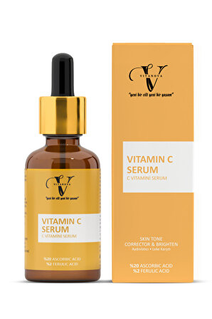 Leke Karşıtı Cilt Aydınlatıcı C Vitamini Serum 30 ml ( %20 C vitamini - %2 Ferulic Acid)
