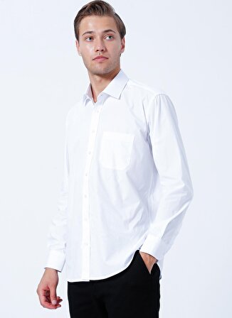 Süvari Regular Fit Klasik Yaka Düz Beyaz Erkek Gömlek GM1001400232