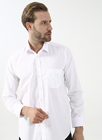 Süvari Regular Fit Klasik Yaka Düz Beyaz Erkek Gömlek GM1001400239