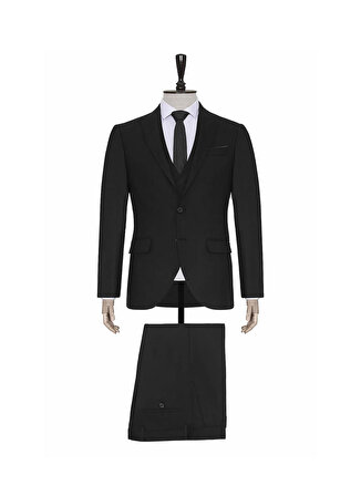 Süvari Normal Bel Slim Fit Siyah Erkek Takım Elbise TK1020200160