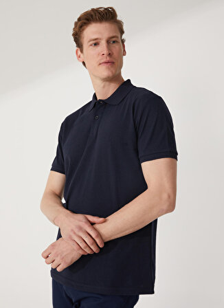 Süvari Polo Yaka Armürlü Lacivert Erkek T-Shirt TS1014000271