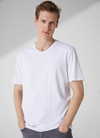 Süvari O Yaka Düz Beyaz Erkek T-Shirt TS1014000276
