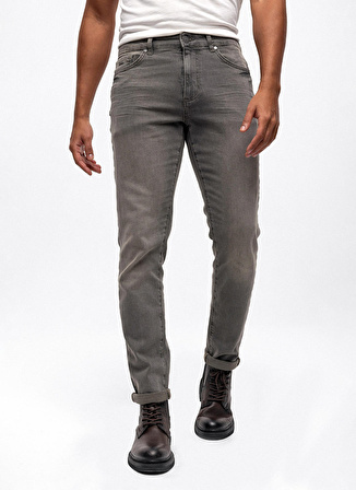 Back and Bond Normal Bel Normal Paça Slim Fit Gri Erkek Pantolon B33W35026