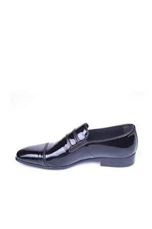 Dericibey DB-450 Erkek Siyah Bağcıksız Rugan Deri Klasik Ayakkabı