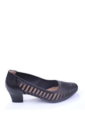 Gold Step 0370 Kadın Siyah 5 Cm Topuk Günlük Fileli Ayakkabı