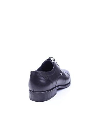 Delfino 520 Erkek Siyah Hakiki Deri Bağcıklı Klasik Kauçuk Ayakkabı