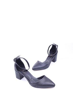 Ceylan 1537 Kadın Siyah 6 cm Topuk Bilekten Bağlamalı Günlük Ayakkabı