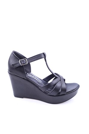 Le Guzzi 2808 Kadın 9 Cm Dolgu Topuklu Cilt Sandalet