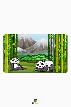 Eğitici Öğretici Zeka Geliştirici Sevimli Pandalar Dikey 10 Parçalı Ahşap Çubuk Yap Boz Puzzle