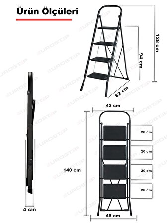 4 Basamak Siyah Merdiven Geniş Basamaklı MiniTower, MT4