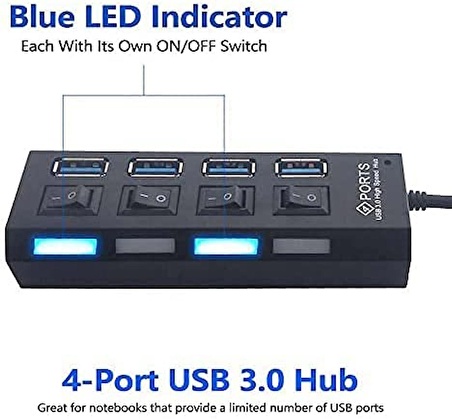 Coverzone Port-13 4 PORT HUB USB 3.0 ÇOĞALTICI ÇOKLAYICI PG-288 1.2 MT