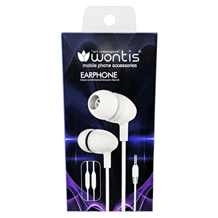 M5000 Kablolu Müzik Dinleme & Telefon Görüşmesi Yapılabilen 1,2 Metre Uzun Kulak İçi Kulaklık / Beyaz