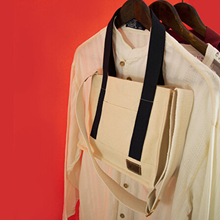 Lacivert Mini Tote Bag, Ön Cep Detaylı, 25 x 20 cm, Ayarlanabilir Omuz Askılı Kadın Kol Çantası