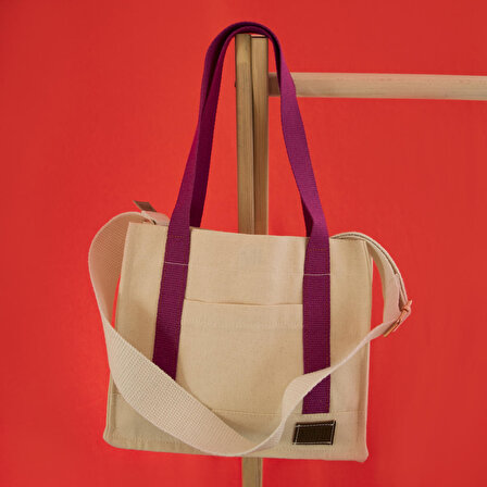 Fuşya Mini Tote Bag, Ön Cep Detaylı, 25 x 20 cm, Ayarlanabilir Omuz Askılı Kadın Kol ve Omuz Çantası