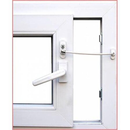 100 Adet Çelik Halatlı Pvc Kapı Pencere Emniyet Kilidi - Pencere Çocuk Emniyet Kilidi -Beyaz Renk