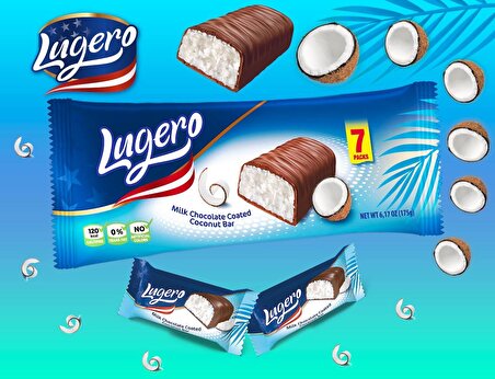 Lugero Hindistan Cevizli Çikolata Kaplı Bar 7 Adet(175Gr.)