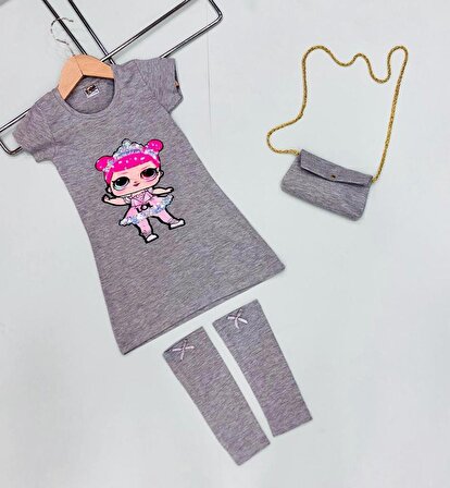 Işıklı Lol Bebek Elbise + Çanta + Tozluk - Lol Eşofman Takımı - Kız Çocuk Eşofman
