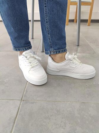 Unisex Ayakkabı Beyaz Beyaz Taban Spor Ayakkabı Sneaker Mg03