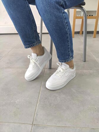 Unisex Ayakkabı Beyaz Beyaz Taban Spor Ayakkabı Sneaker Mg03