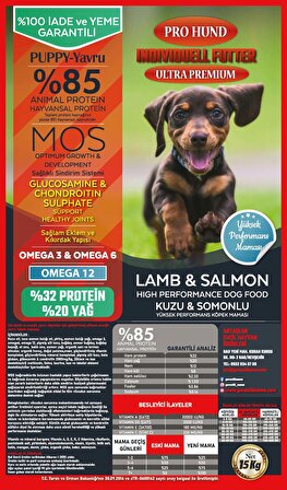 PRO DOG INDIVIDUALLY Kuzu Etli & Somonlu Ultra Premium Yavru Köpek Maması (15Kg)