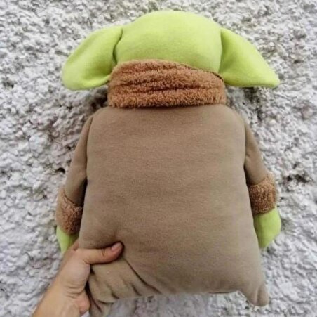 45 Cm Bebek Yoda Peluş Yastık + 28 cm Baby Yoda Yastık - Baby Yoda Peluş - Star Wars Peluş
