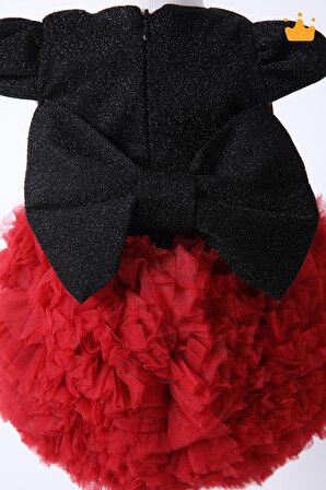 Babyhola Bayramlık Tütü Simli Kız Bebek Elbisesi Mickey Mini Mouse Kostümü Abiyesi Siyah
