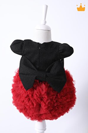 Babyhola Bayramlık Tütü Simli Kız Bebek Elbisesi Mickey Mini Mouse Kostümü Abiyesi Siyah