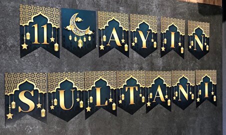 11 Ayın Sultanı Ramazan Harf Afiş Banner - Bayram Banner - Kaligrafi Hoş geldin Ramazan Banner