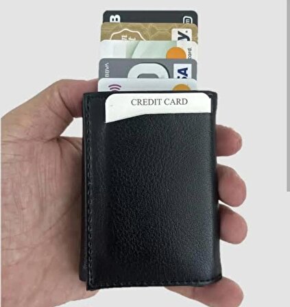 bol kartlı kağıt para bölmeli otomatik mekanizmalı unisex cüzdan kartlık