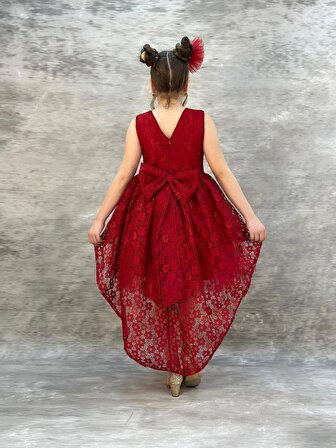 Salsa Kuyruklu Fiyonk Detaylı Çocuk Abiye - Kız Çocuk Elbisesi - Çocuk Abiye - Mezuniyet Elbisesi