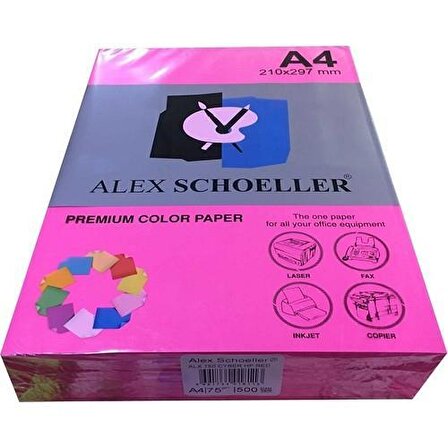Alex Schoeller A4 Fotokopi Kağıdı 500 lü Fosforlu Kırmızı 750
