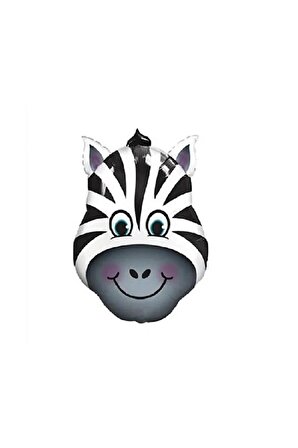 18? Zebra Hayvan Kafa Folyo Balon Safari 45 Cm