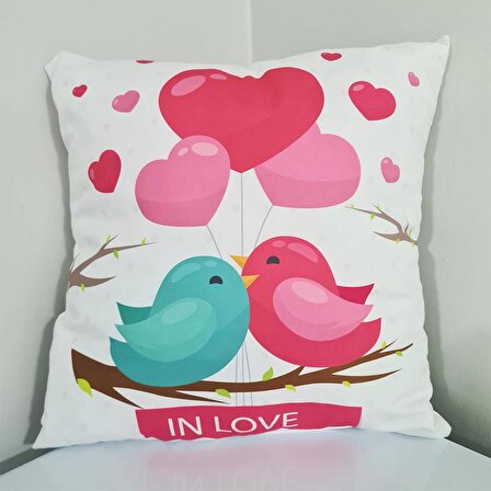 Kuşlar In Love Sevgililer Günü Yastık - Sevgililer Günü - 14 Şubat Sevgiliye Hediye Anneye Hediye