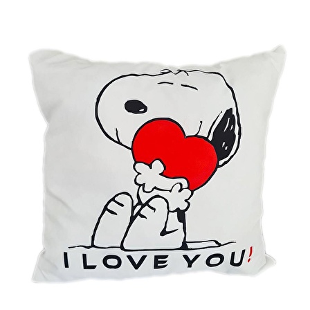 Snoopy I Love You Sevgililer Günü Yastık - Sevgililer Günü - 14 Şubat Sevgiliye Hediye Anneye Hediye