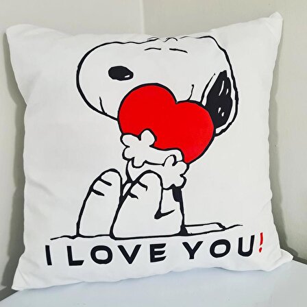 Snoopy I Love You Sevgililer Günü Yastık - Sevgililer Günü - 14 Şubat Sevgiliye Hediye Anneye Hediye