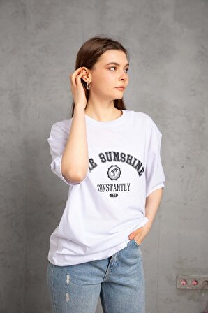 The Sunshıne Baskılı Yıkamalı Tişört BSR1564