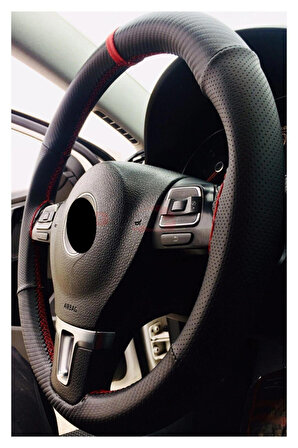 Toyota Auris 2011 için direksiyon uyumlu spor deri koruyucu dikme kılıf - Lüks Karbon model