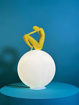 Sarı Handmade Thinker Aydınlatma Decoratif Abajur Işıklandırma Aksesuarı