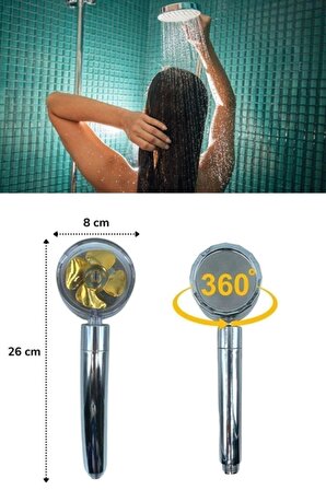 Mashotrend 360 Derece Dönen Tasarruflu Duş Başlığı - Tazyikli Duş Başlığı - Fanlı Duş Ucu