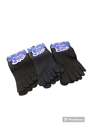 6 Çift Parmaklı 37-44 Numaralar Arası Ayaklar Için Pamuklu Çorap Siyah